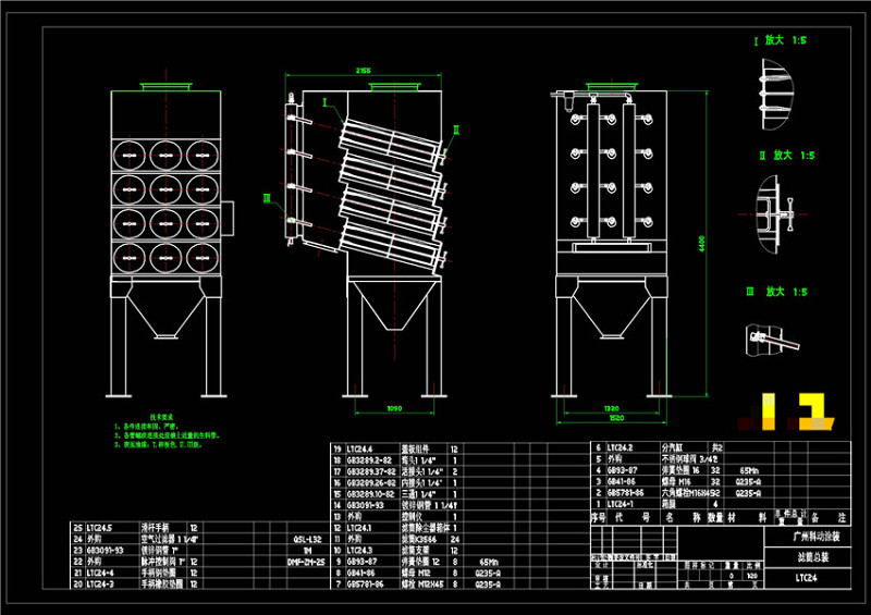 滤筒除尘器总图CAD机械<a href=https://www.yitu.cn/su/7937.html target=_blank class=infotextkey>图纸</a>