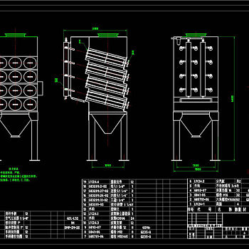 滤筒除尘器总图CAD机械图纸