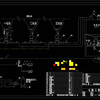 锅炉气力除灰输送工艺流程图CAD机械图纸