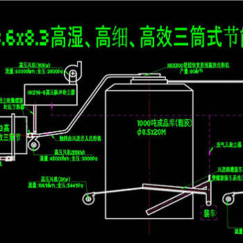 粉煤灰烘干分选工艺布局图CAD机械图纸