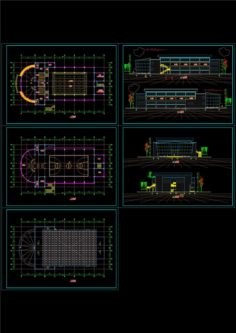 室内体育馆建筑施工图CAD<a href=https://www.yitu.cn/su/7937.html target=_blank class=infotextkey>图纸</a>