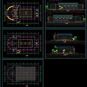 室内体育馆建筑施工图CAD图纸
