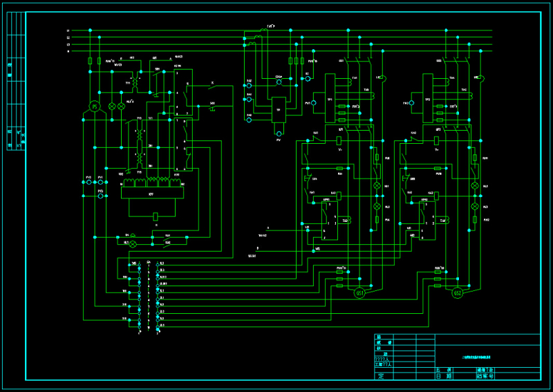 二台柴油发电机并车控制电路图CAD<a href=https://www.yitu.cn/su/7937.html target=_blank class=infotextkey>图纸</a>