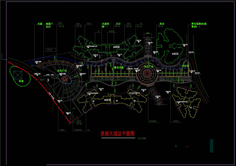 景观大道总<a href=https://www.yitu.cn/su/7392.html target=_blank class=infotextkey>平面</a>图CAD景观<a href=https://www.yitu.cn/su/7937.html target=_blank class=infotextkey>图纸</a>