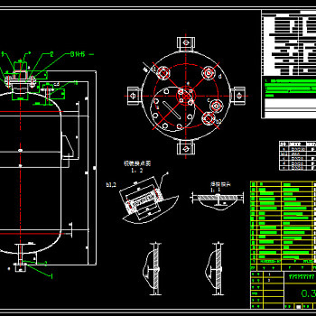 300L立式支耳油罐CAD图纸