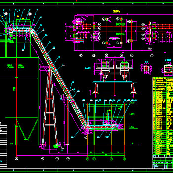 波状挡边带式输送机装配图CAD图纸