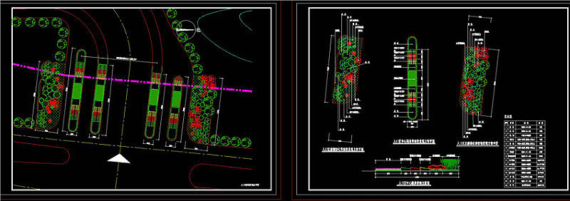 别墅区入口植物种植方案CAD景观图纸