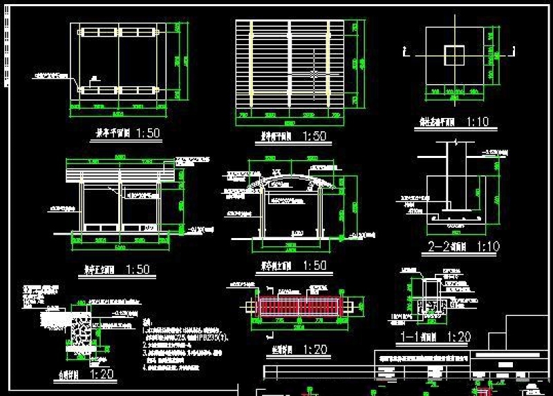 钢木混合结构景观<a href=https://www.yitu.cn/su/7053.html target=_blank class=infotextkey>亭</a>子CAD施工详图