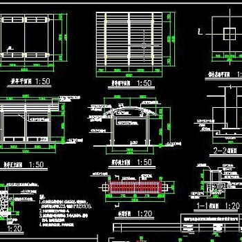 钢木混合结构景观亭子CAD施工详图