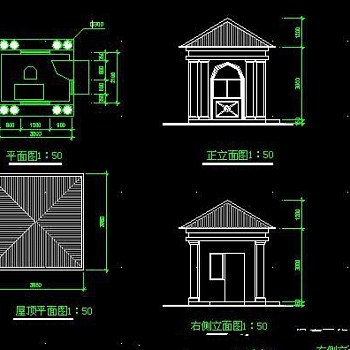 住宅小区保安亭CAD施工大样图