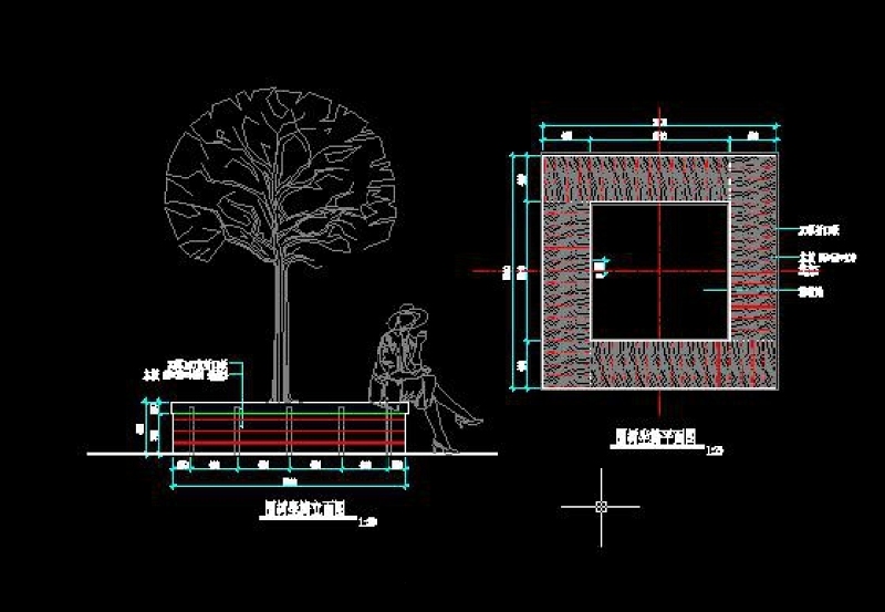 防腐木的围<a href=https://www.yitu.cn/sketchup/lvzhi/index.html target=_blank class=infotextkey><a href=https://www.yitu.cn/su/7629.html target=_blank class=infotextkey>树</a></a>座椅CAD施工详图.