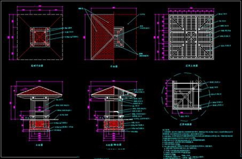 木制凉<a href=https://www.yitu.cn/su/7053.html target=_blank class=infotextkey>亭</a>CAD施工大样图
