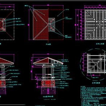 木制凉亭CAD施工大样图