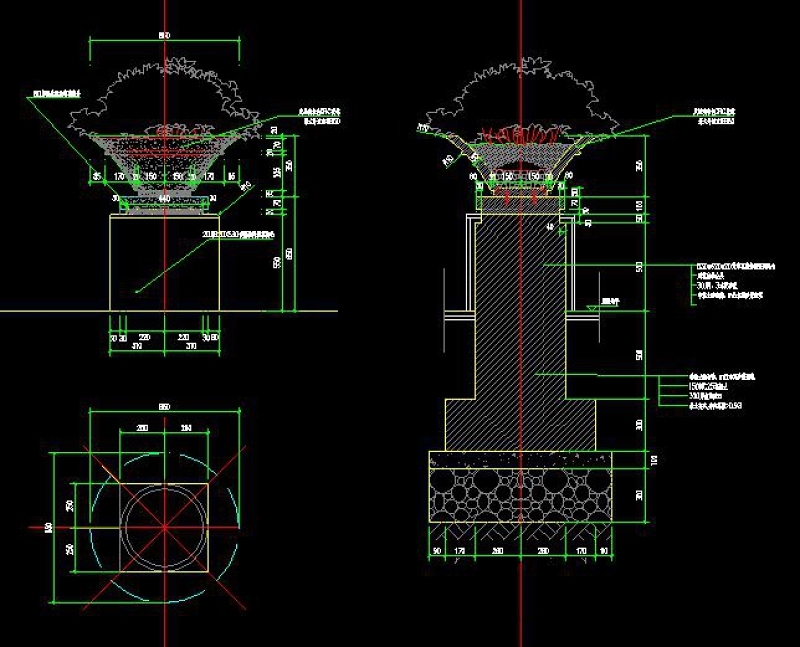 GRC<a href=https://www.yitu.cn/sketchup/huayi/index.html target=_blank class=infotextkey>花</a>钵做法CAD施工详图