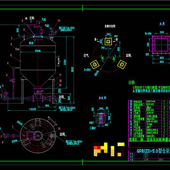 仓泵安装示意图CAD机械图纸