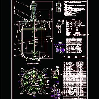 5000L搪玻璃闭式搅拌容器CAD图纸