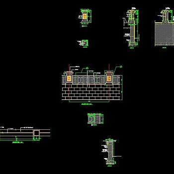 挡土围墙上栏杆cad大样详设计施工