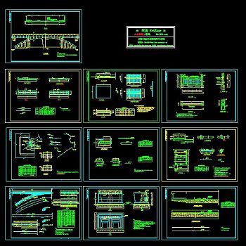 钢架拱型桥全套CAD图纸设计