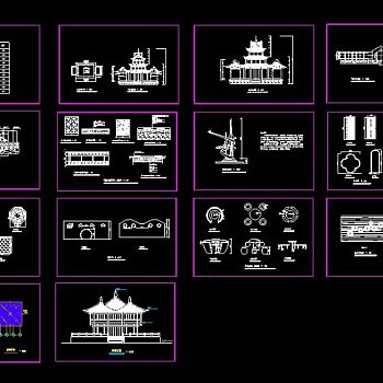 某古代园林建筑及小品cad设计施工图