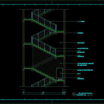 1F疏散楼梯立面图cad图纸