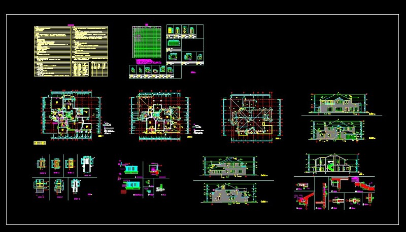 一套中型别墅家装cad<a href=https://www.yitu.cn/su/7590.html target=_blank class=infotextkey>设计</a>图