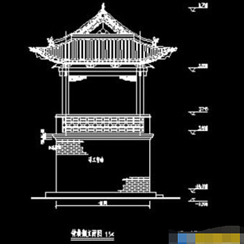 古建筑寺庙钟鼓楼样式cad设计图纸