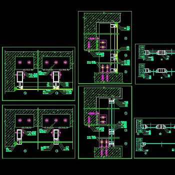 建筑幕墙设计及平开窗节点cad图纸