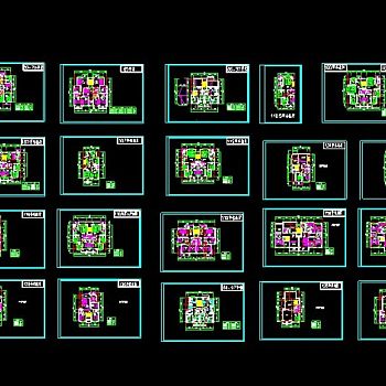 多层住宅楼中经典20种CAD户型平面图
