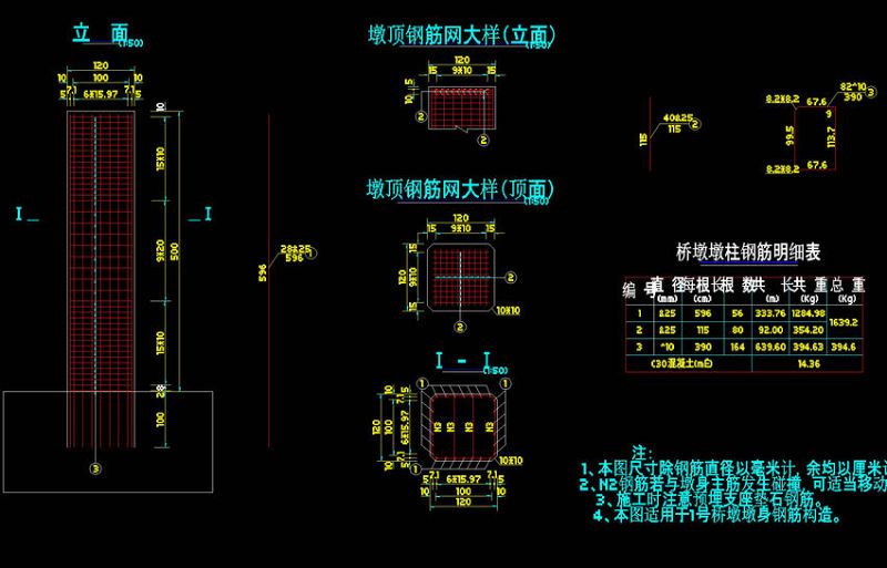 <a href=https://www.yitu.cn/su/8137.html target=_blank class=infotextkey>桥</a>墩墩柱钢筋构造cad图素材