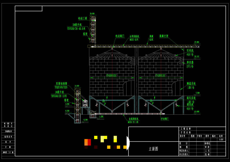 玉米钢板仓立面图CAD机械<a href=https://www.yitu.cn/su/7937.html target=_blank class=infotextkey>图纸</a>
