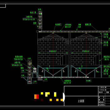 玉米钢板仓立面图CAD机械图纸