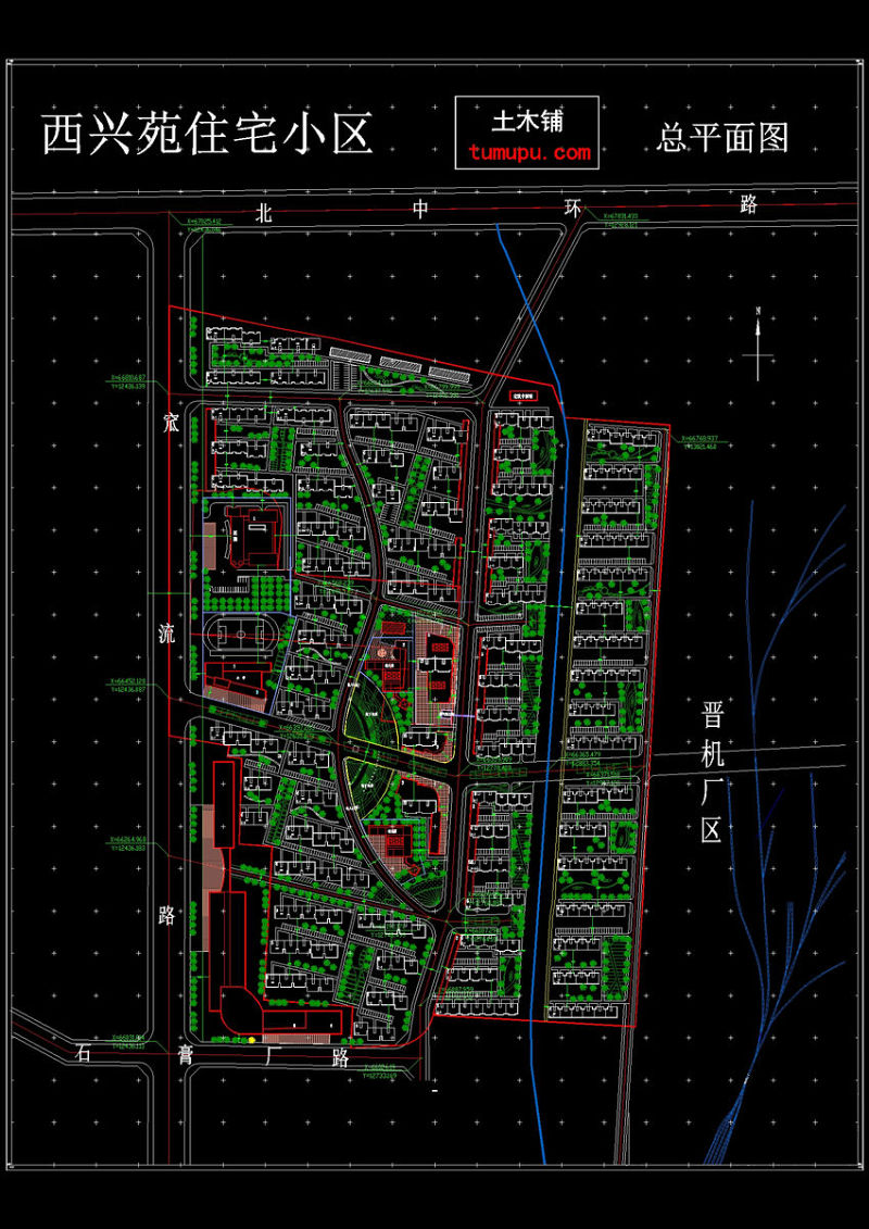 居住<a href=https://www.yitu.cn/su/7987.html target=_blank class=infotextkey>小区</a>总<a href=https://www.yitu.cn/su/7392.html target=_blank class=infotextkey>平面</a>图cad素材