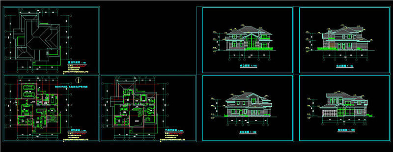 别墅设计元素cad图纸