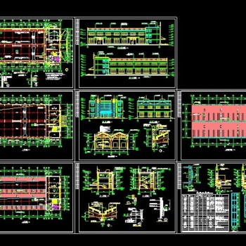 某工厂厂房及办公楼全套建筑cad施工