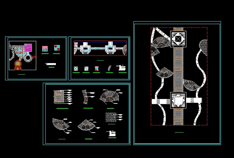 园路铺装施工图cad图稿素材