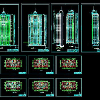 高层住宅四户一梯CAD图纸