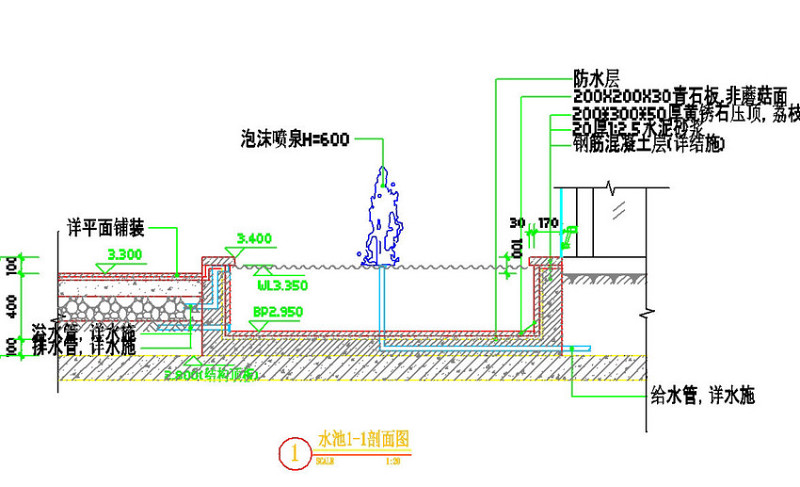 <a href=https://www.yitu.cn/su/5628.html target=_blank class=infotextkey>水</a>池剖面图CAD<a href=https://www.yitu.cn/su/7937.html target=_blank class=infotextkey>图纸</a>