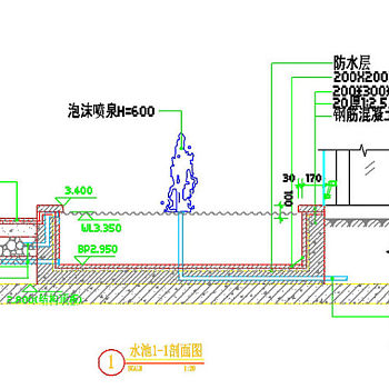 水池剖面图CAD图纸