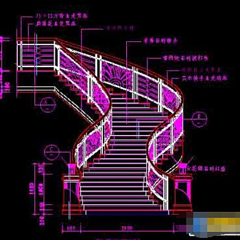 别墅建筑CAD楼梯设计施工图纸