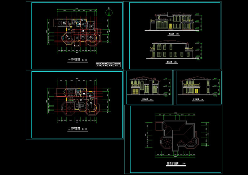 别墅建筑施工图CAD<a href=https://www.yitu.cn/su/7937.html target=_blank class=infotextkey>图纸</a>