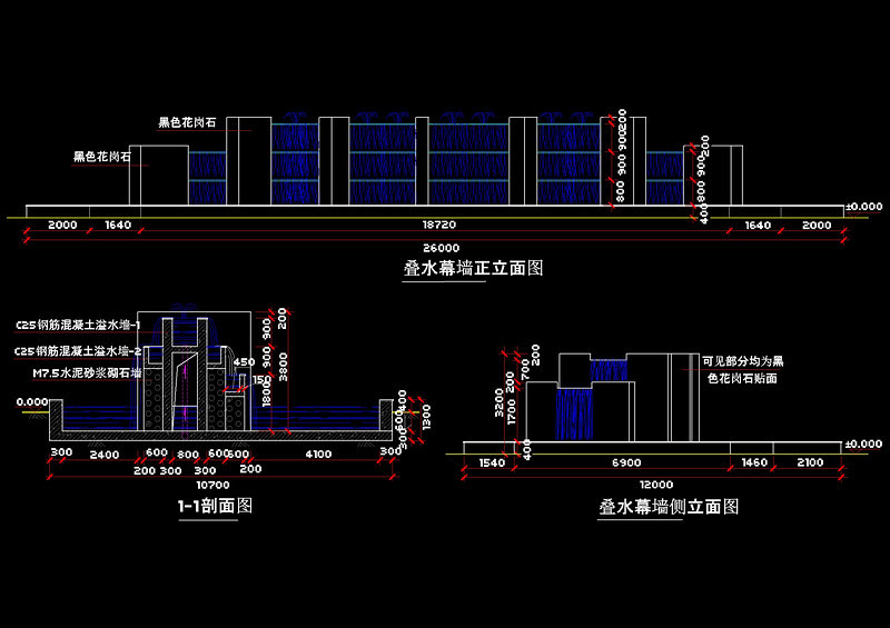 叠<a href=https://www.yitu.cn/su/5628.html target=_blank class=infotextkey>水</a>幕墙正立面cad<a href=https://www.yitu.cn/su/7937.html target=_blank class=infotextkey>图纸</a>