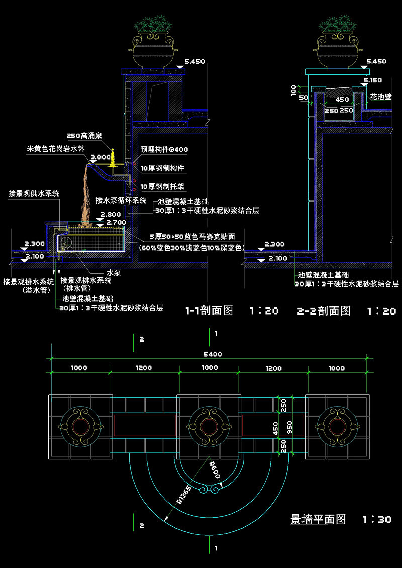 <a href=https://www.yitu.cn/su/8008.html target=_blank class=infotextkey>景墙</a>剖面图cad素材