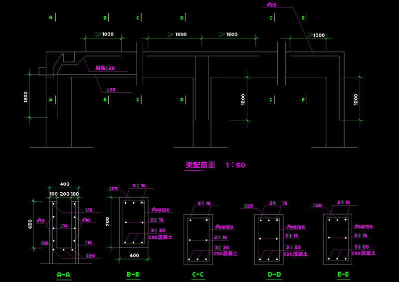 梁配筋图cad<a href=https://www.yitu.cn/su/7937.html target=_blank class=infotextkey>图纸</a>