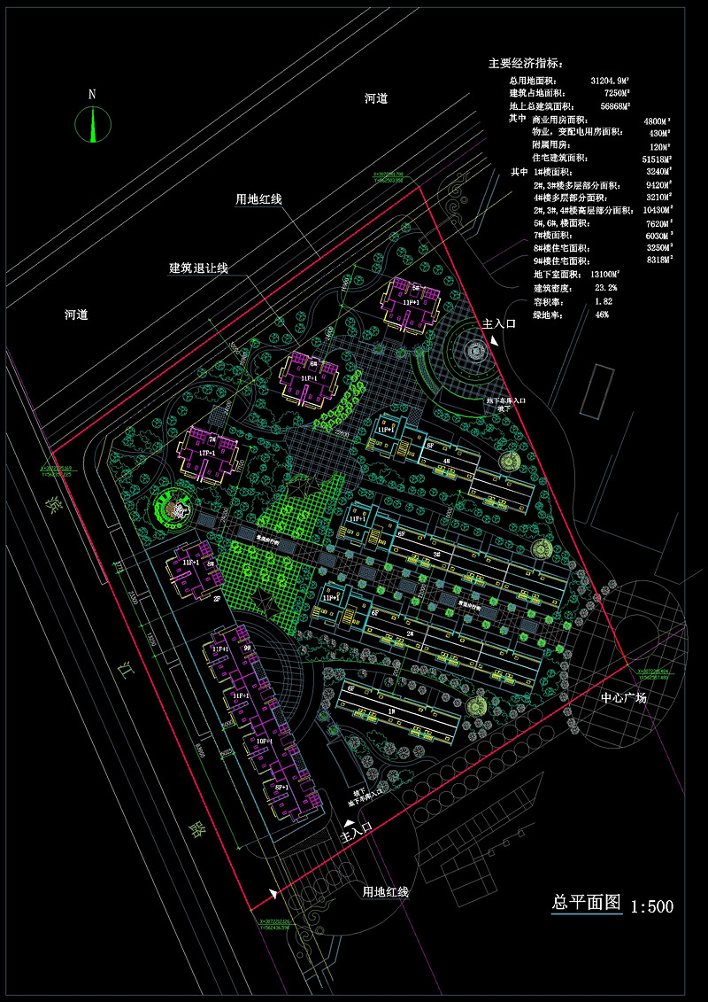 某<a href=https://www.yitu.cn/su/8146.html target=_blank class=infotextkey>住宅区</a>cad总<a href=https://www.yitu.cn/su/7392.html target=_blank class=infotextkey>平面</a>图