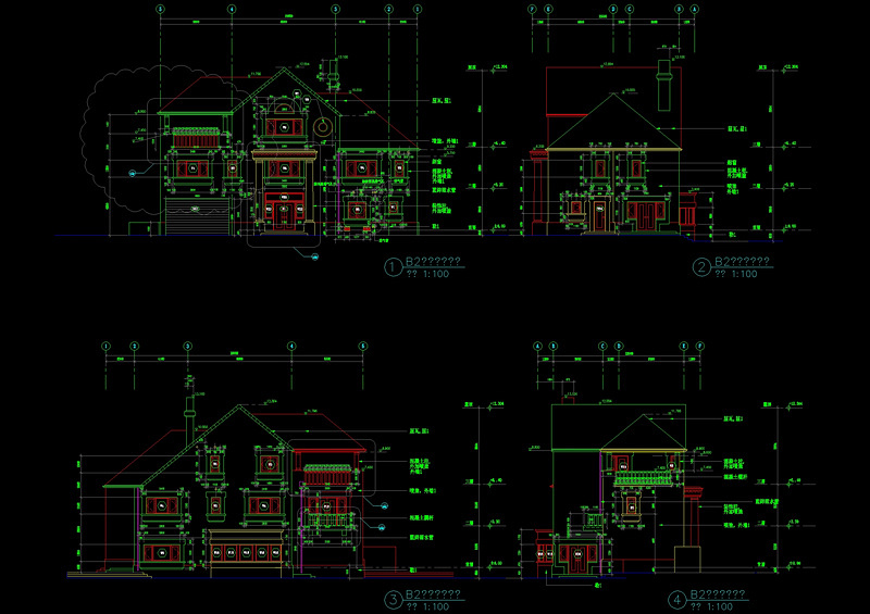 别墅侧立面cad<a href=https://www.yitu.cn/su/7937.html target=_blank class=infotextkey>图纸</a>