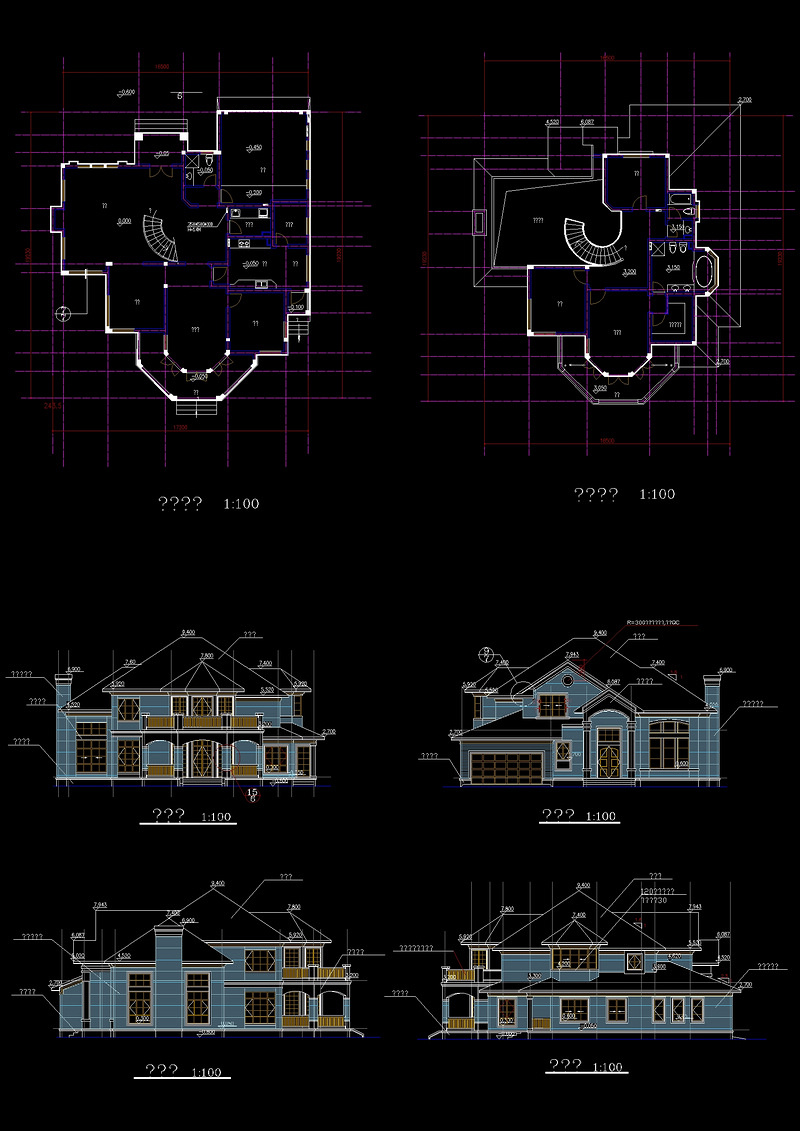 别墅房屋立面cad<a href=https://www.yitu.cn/su/7937.html target=_blank class=infotextkey>图纸</a>