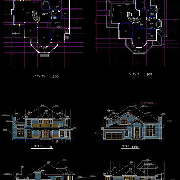 别墅房屋立面cad图纸