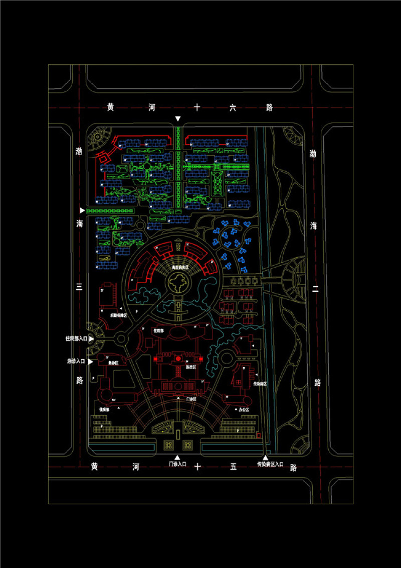 某<a href=https://www.yitu.cn/sketchup/yiyuan/index.html target=_blank class=infotextkey><a href=https://www.yitu.cn/su/7276.html target=_blank class=infotextkey>医院</a></a>规划总图CAD<a href=https://www.yitu.cn/su/7937.html target=_blank class=infotextkey>图纸</a>