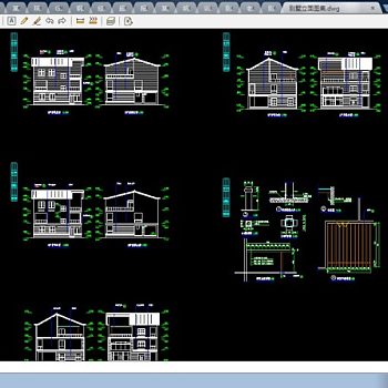 三层独栋别墅cad立面设计图纸