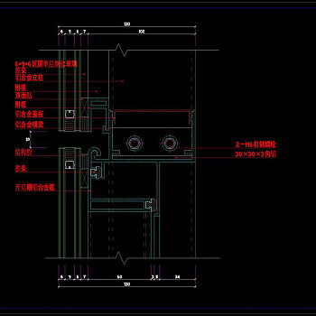 玻璃幕墙节点大样cad图稿素材